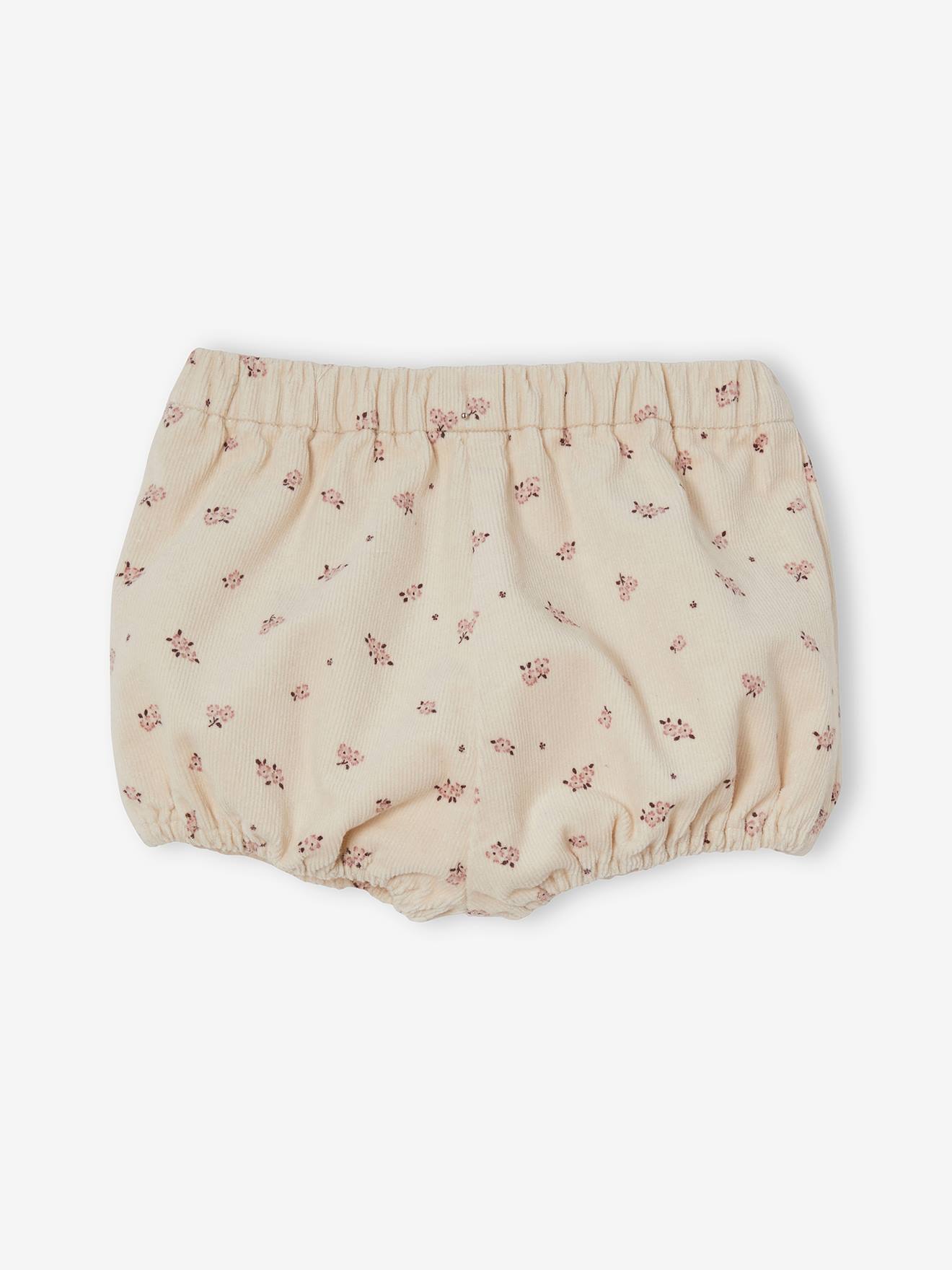 Lot de 2 bloomers bébé fille en velours bordeaux/beige aop