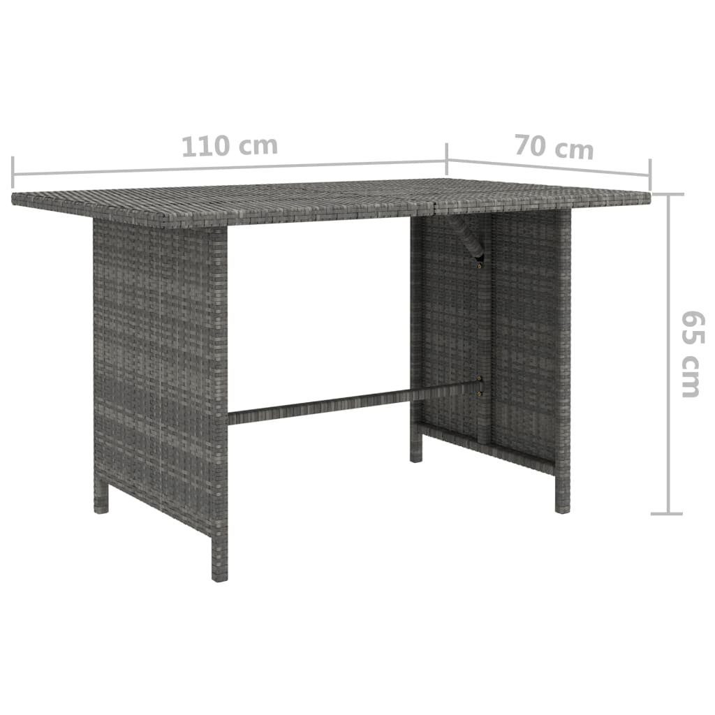 vidaXL Loungesofa Garten-Esstisch Grau 110x70x65 cm Poly Rattan, 1 Teile