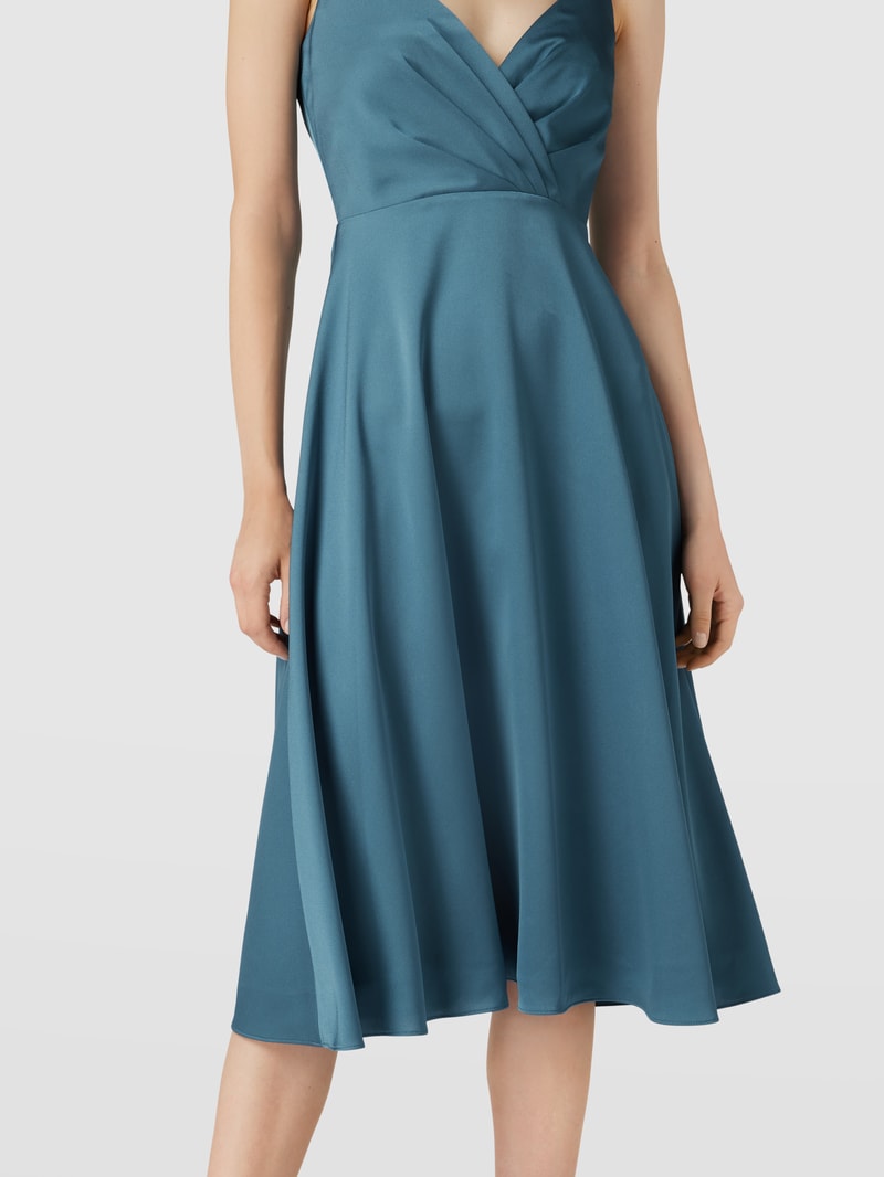 Cocktailkleid in Wickel-Optik in petrol