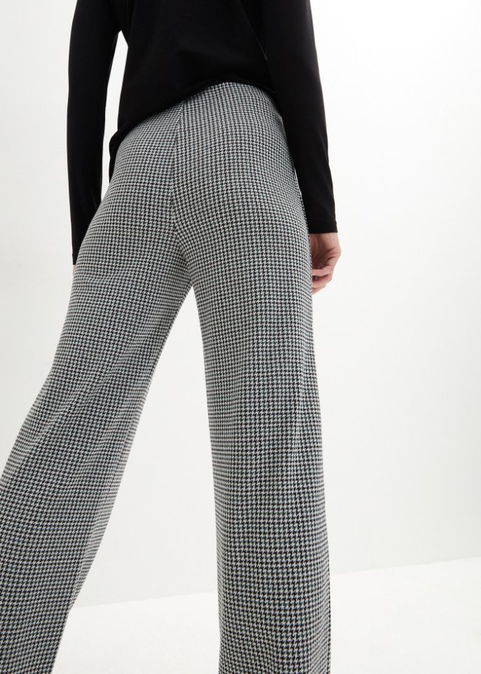 Karierte Jersey-Hose mit Schlitz
