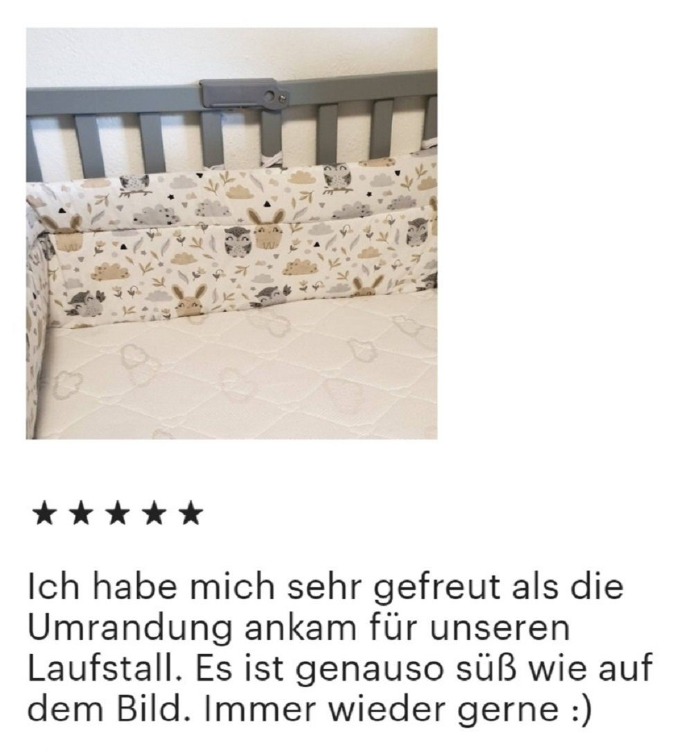 Loolay Bettnestchen HASE Beige Bettumrandung 420, 360, 210, 180 x 30cm Baumwolle BABYNEST, (Babybett Bettschutzgitter Umrandung Baby Kopfschutz, Premium GESCHENK), LOOLAY® - 100% Europäische Stoffe und Kleinserien-Nähen!