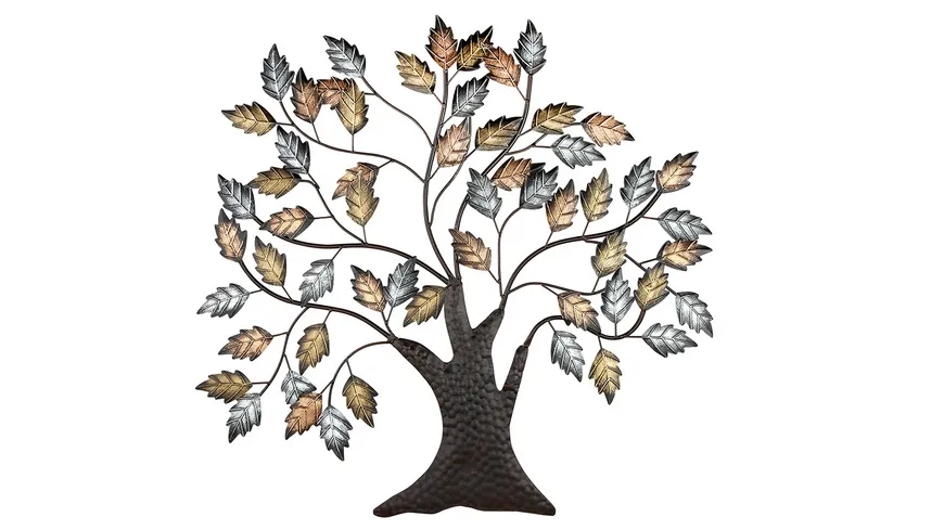 GILDE Wandrelief Baum H=70cm gold, silber