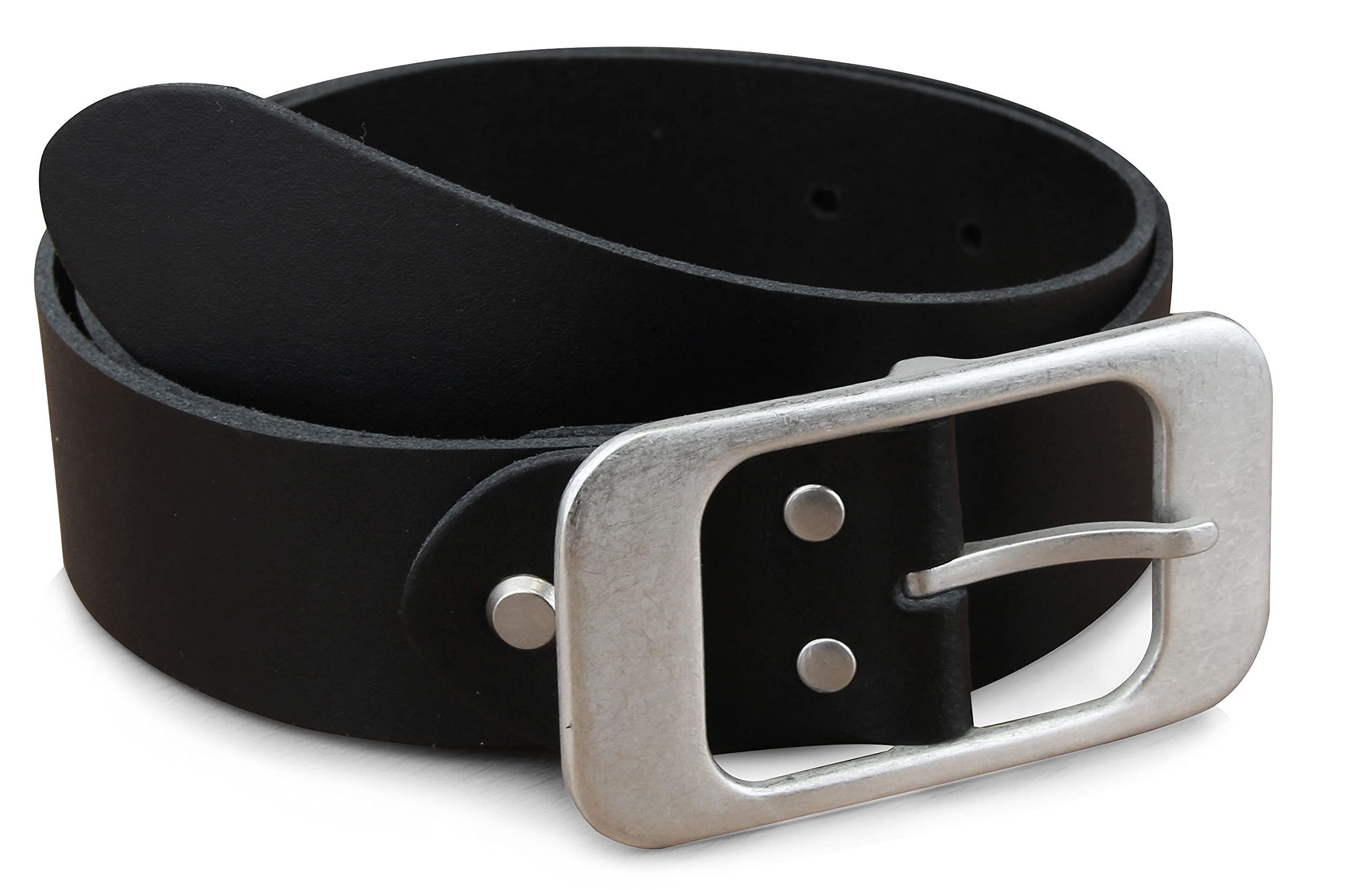 Frentree Ledergürtel aus 100% Echtleder, MADE IN GERMANY 3,8 cm breiter Gürtel aus Leder, kürzbar, Schwarz