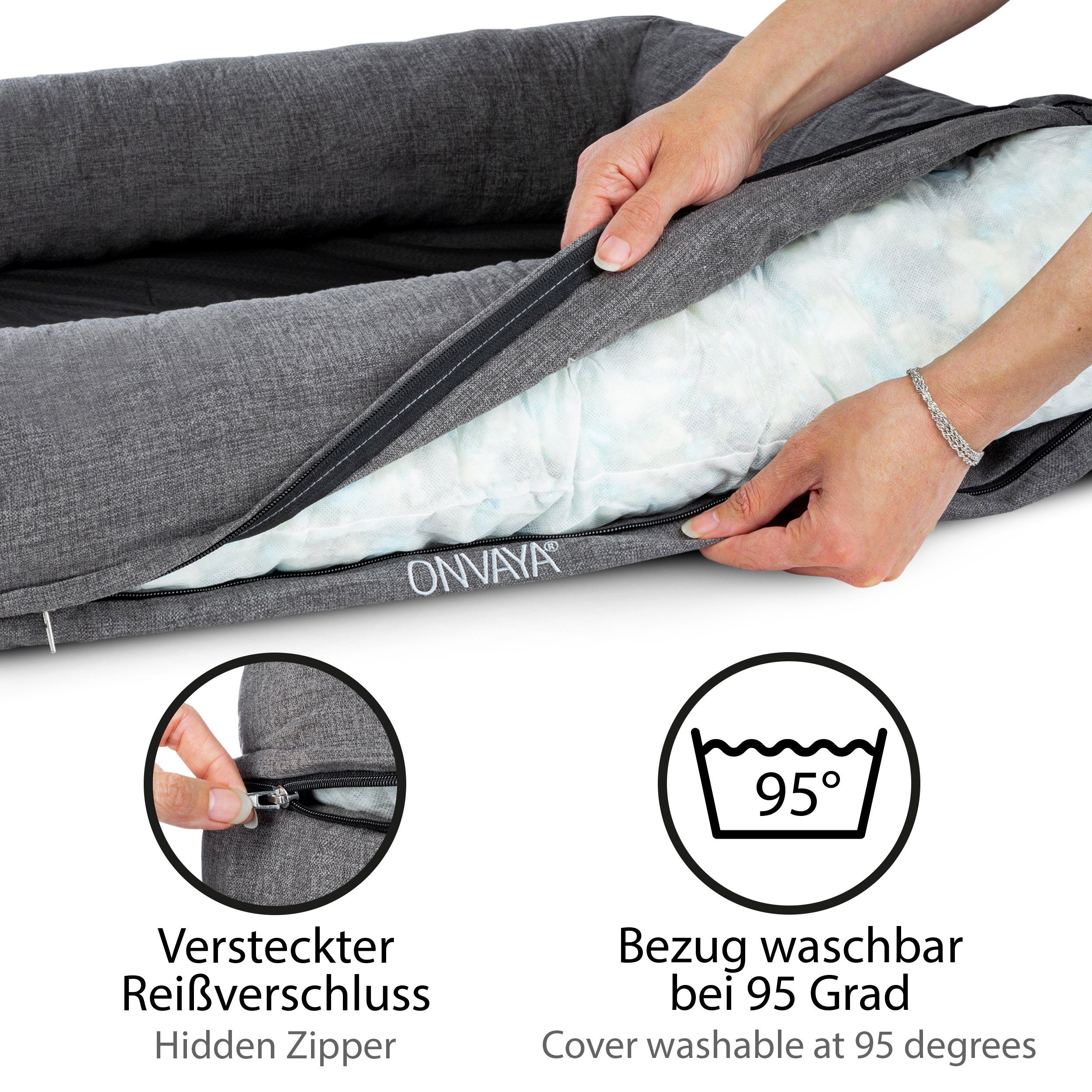 ONVAYA Hundematte Hundebett, Waschbar, passend für ONVAYA® Hundekissen S -XXL