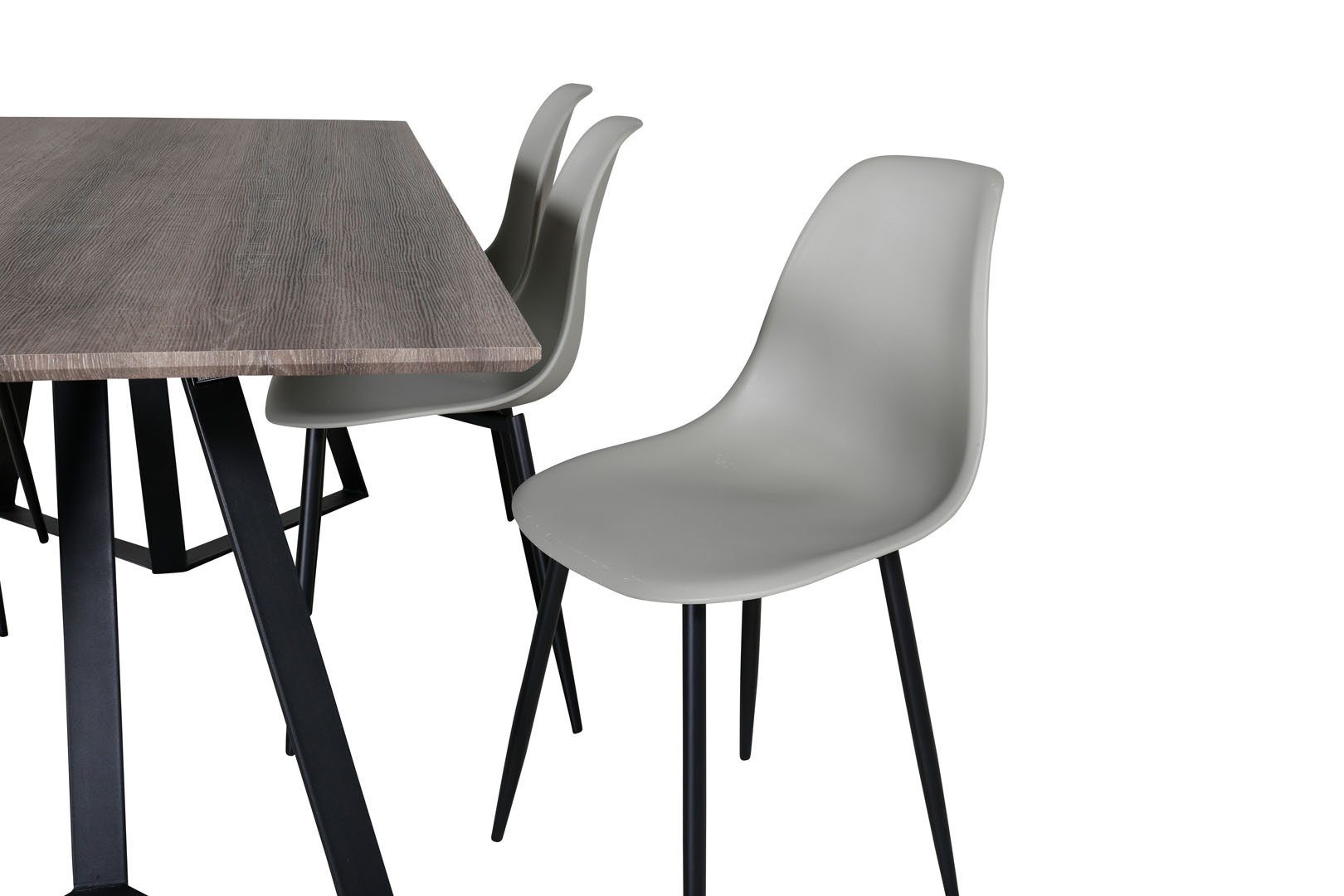 ebuy24 Essgruppe MarinaGRBL Essgruppe Esstisch El Holz dekor grau u, (7-tlg)