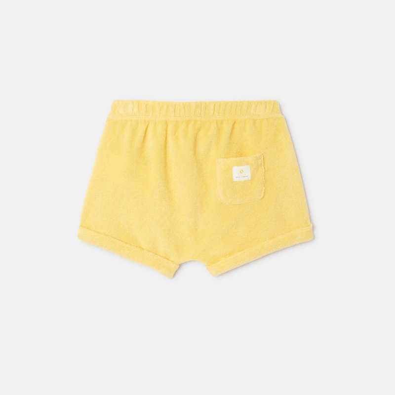 Short en coton éponge bio jaune naissance Absorba