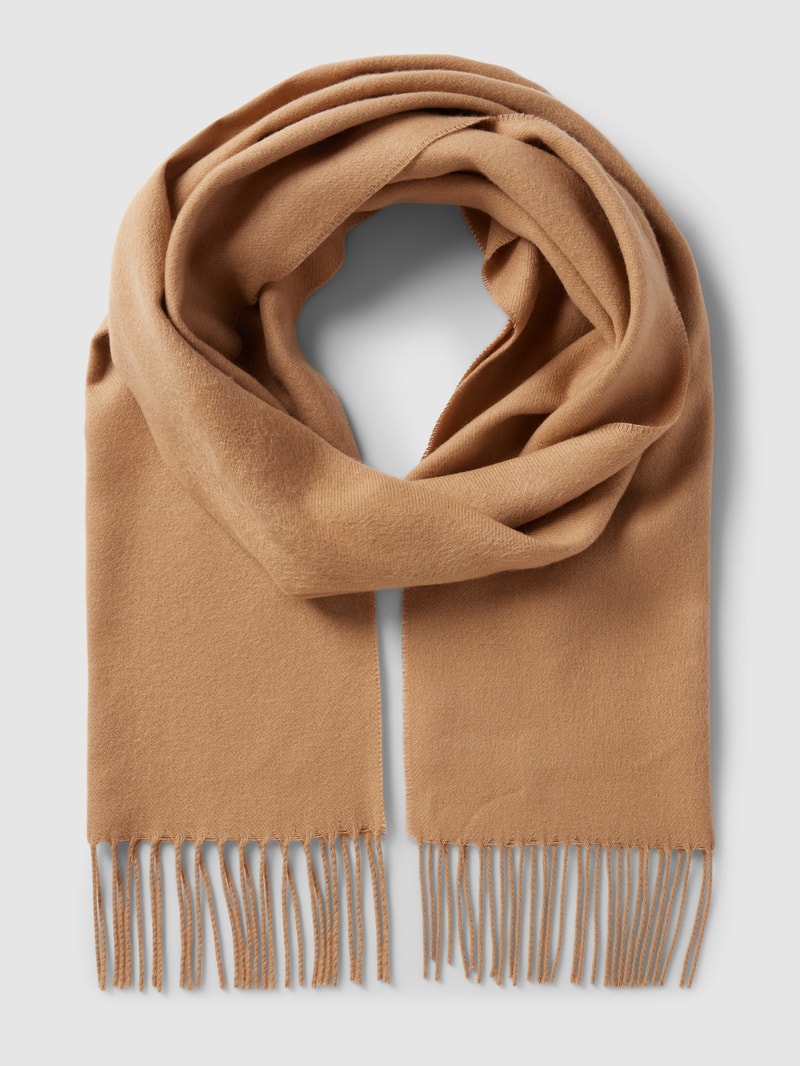 Schal mit ausgefransten Abschlüssen in beige meliert