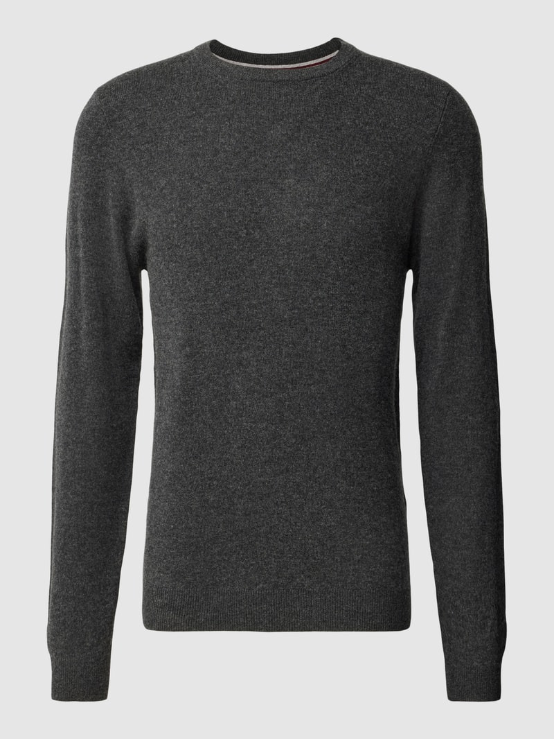 Strickpullover in melierter Optik in dunkelgrau meliert