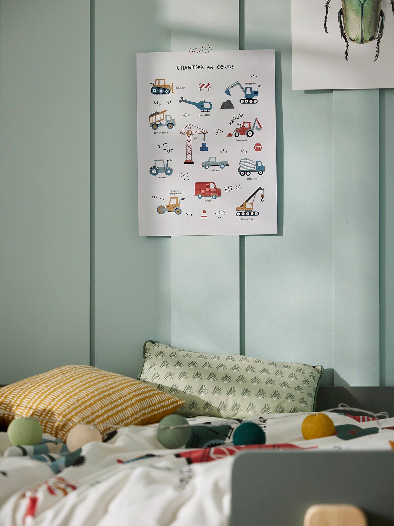 Vertbaudet Kinderzimmer Poster BAUSTELLE - wollweiß