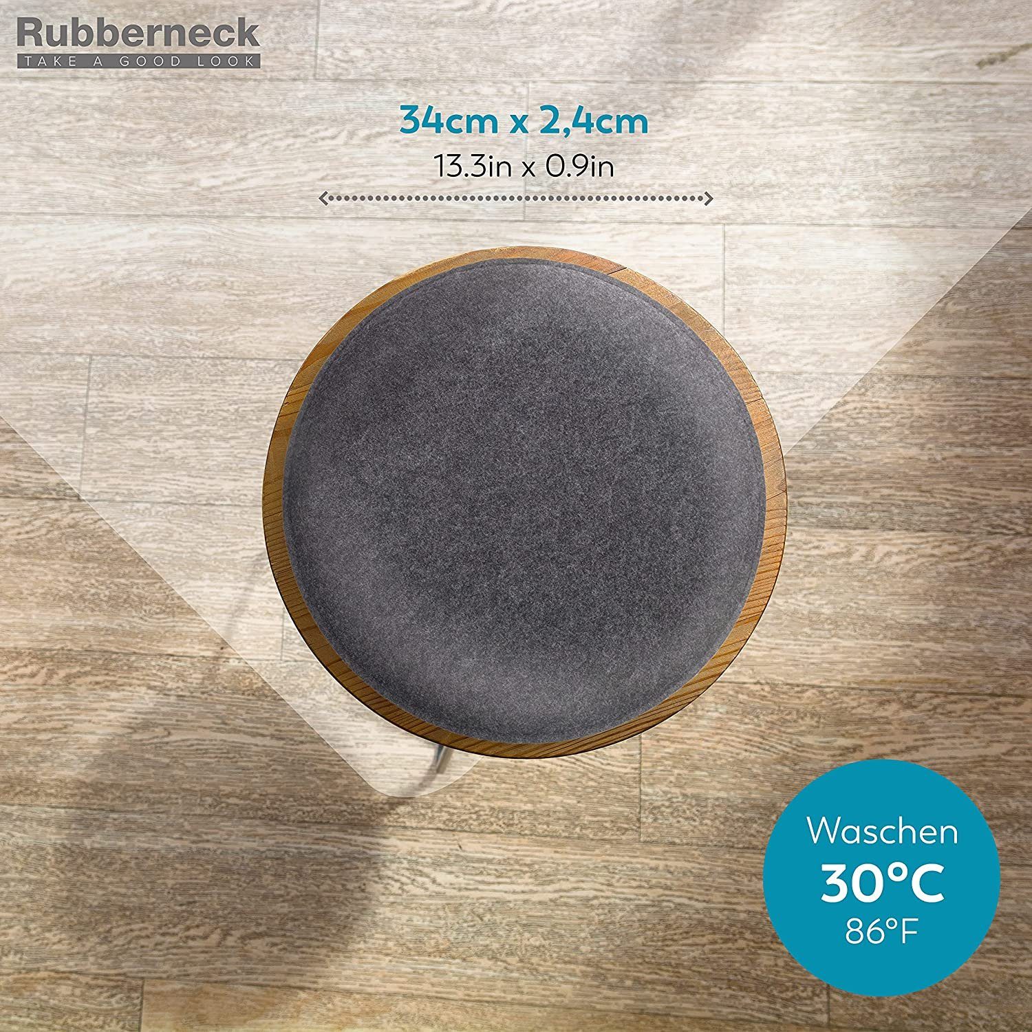 RUBBERNECK Auflagekissen Rutschfeste Filz Sitzkissen rund, Stuhlkissen mit Antirutsch-Noppen, (4 St), auf 30° waschbar