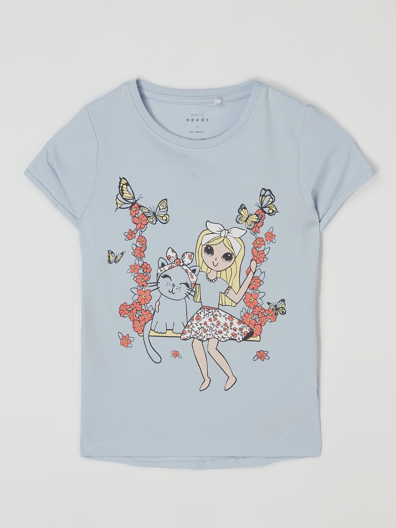 T-Shirt mit Print Modell 'Vix' in flieder