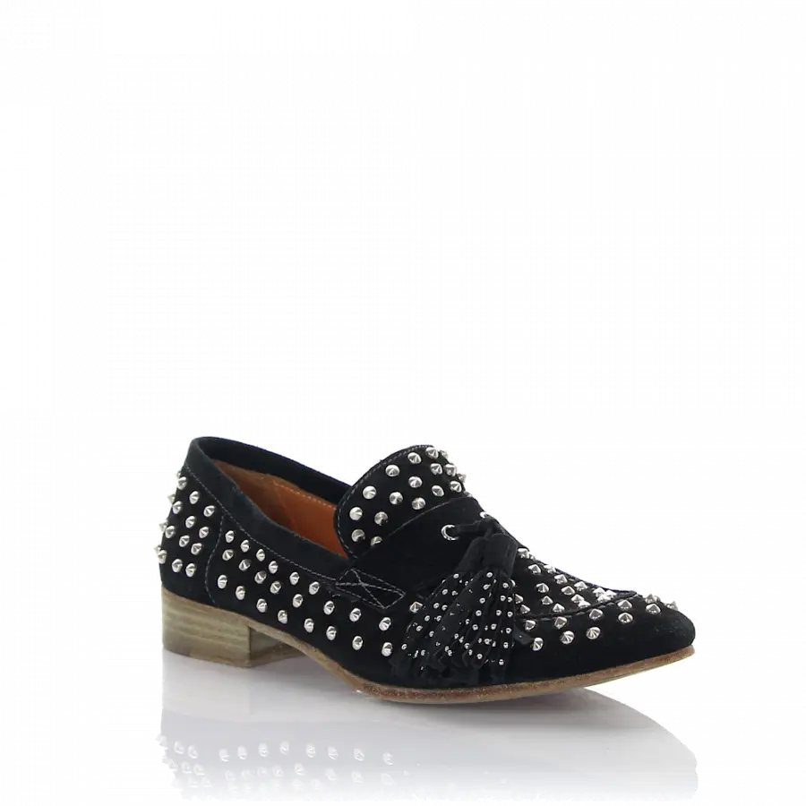 Rossano Bisconti - Slipper Bommel Nieten schwarz - schwarz