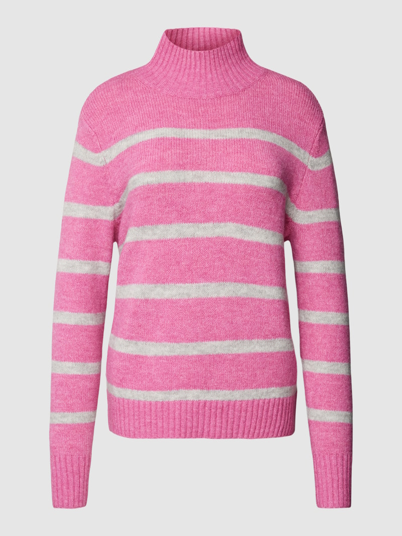Strickpullover mit Stehkragen in pink