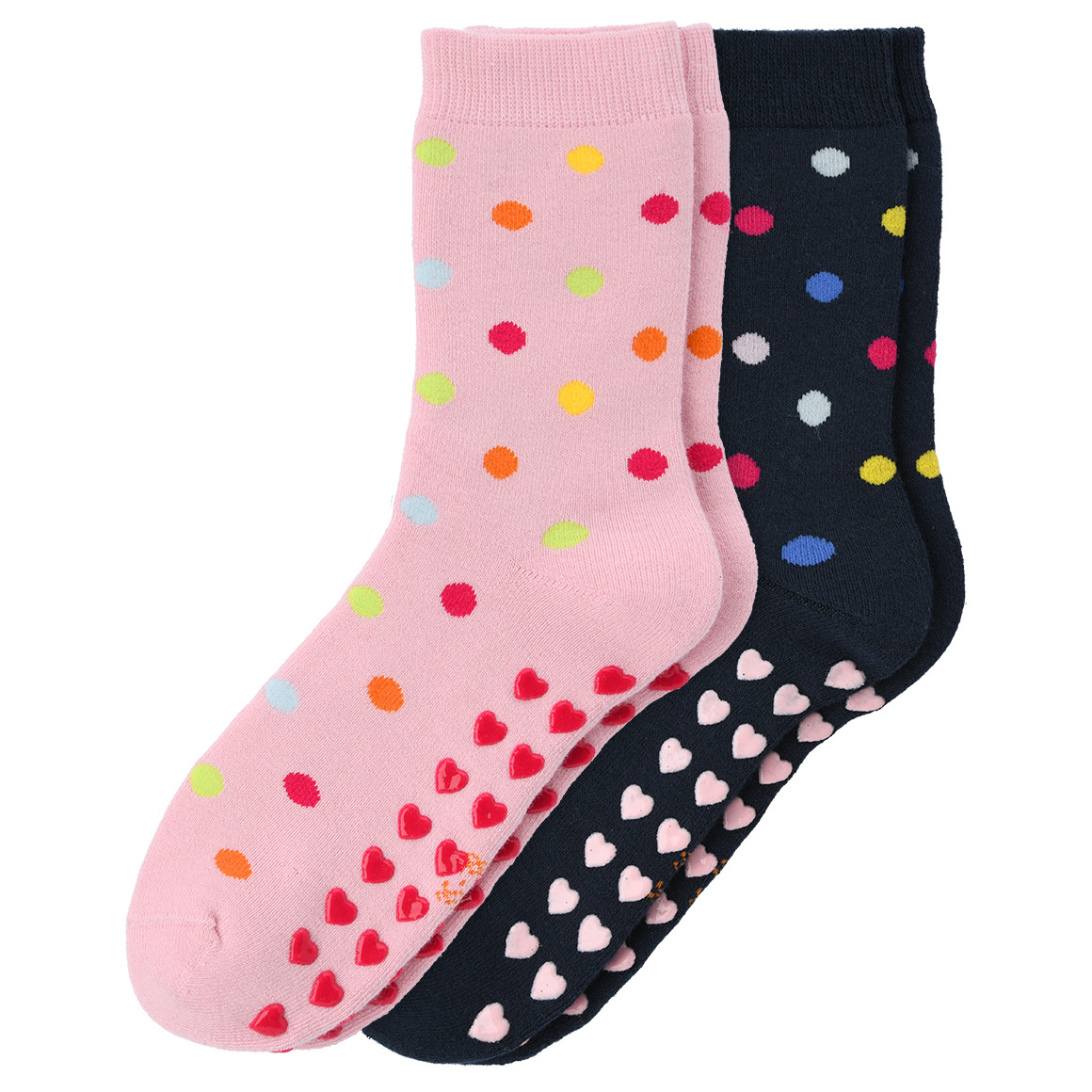 2 Paar Mädchen Stoppersocken mit Punkten