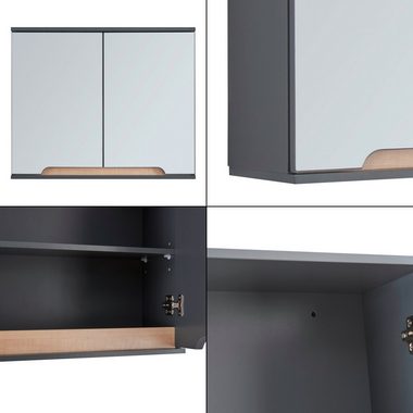en.casa Spiegelschrank Gescher Badezimmerschrank 50x60x20 cm Grau / Holzfarben