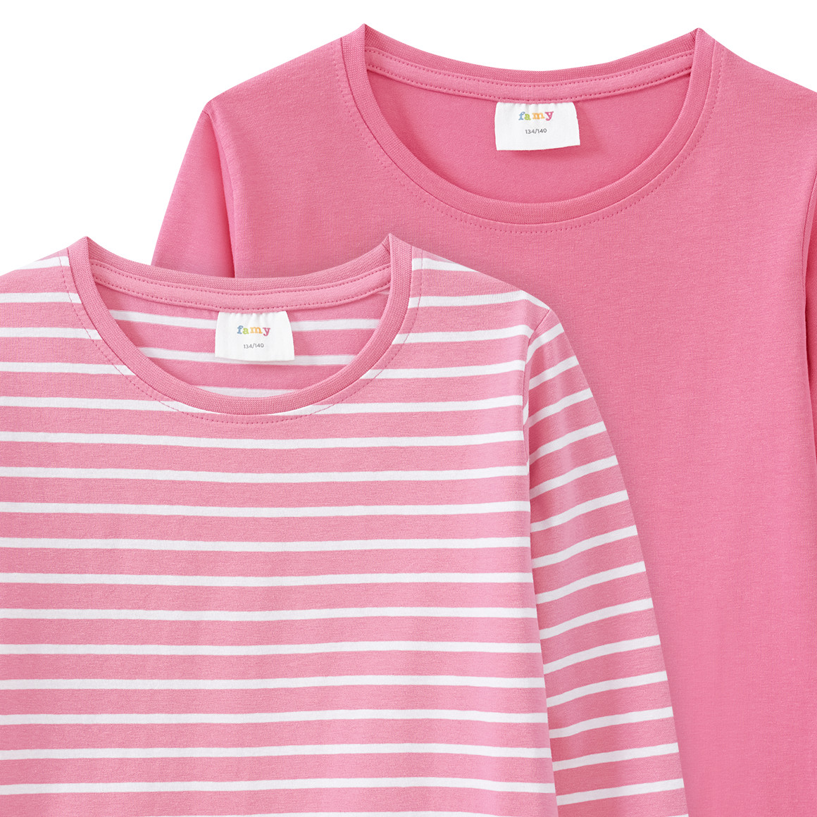 2 Mädchen Langarmshirts im Basic-Style
