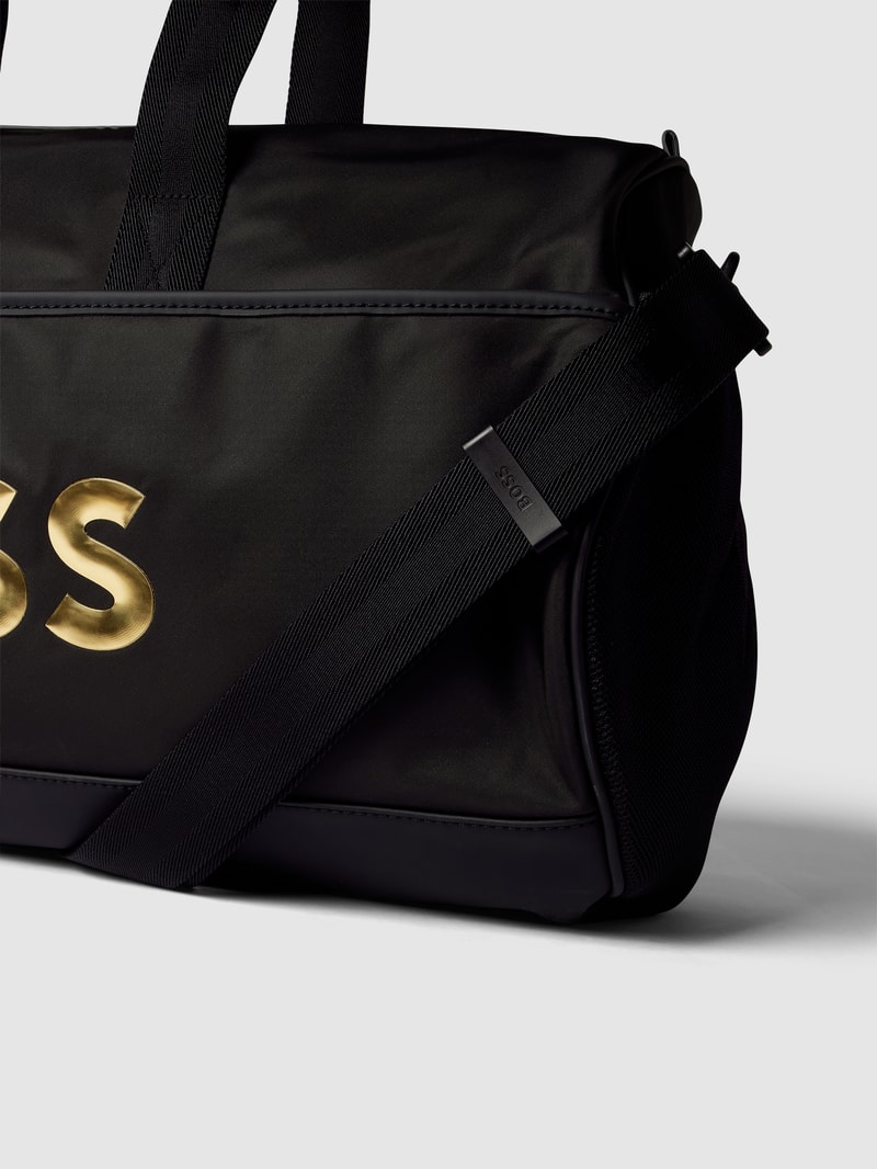 Duffle Bag mit Label-Print Modell 'Holiday' in schwarz