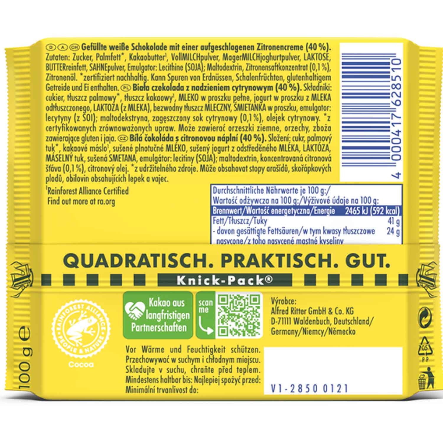 Ritter Sport Funky White Lemon 100g