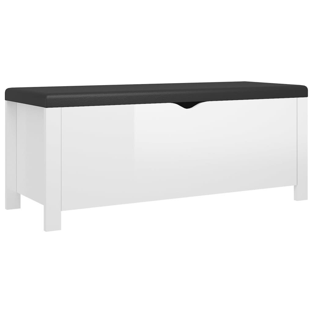 furnicato Truhe Sitzbank mit Stauraum und Kissen Hochglanz-Weiß 105x40x45cm (1 St)