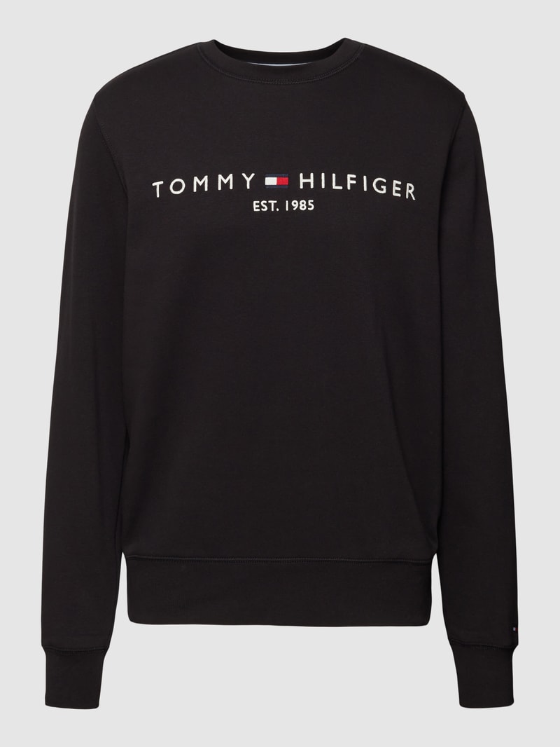 Sweatshirt mit Label-Stitching Modell 'TOMMY LOGO SWEAT' in schwarz