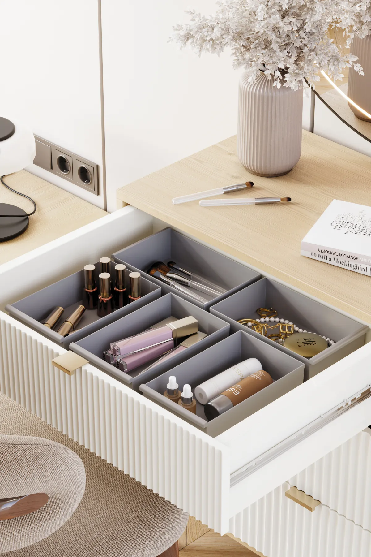 Pufwin Home  5-teiliges Schubladen-Set mit Kosmetik- und Make-up-Schmuckstücken sowie Mehrzweck-Organizer