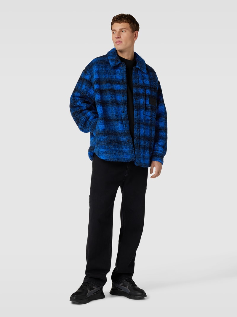 Hemdjacke mit Tartan-Karo in royalblau