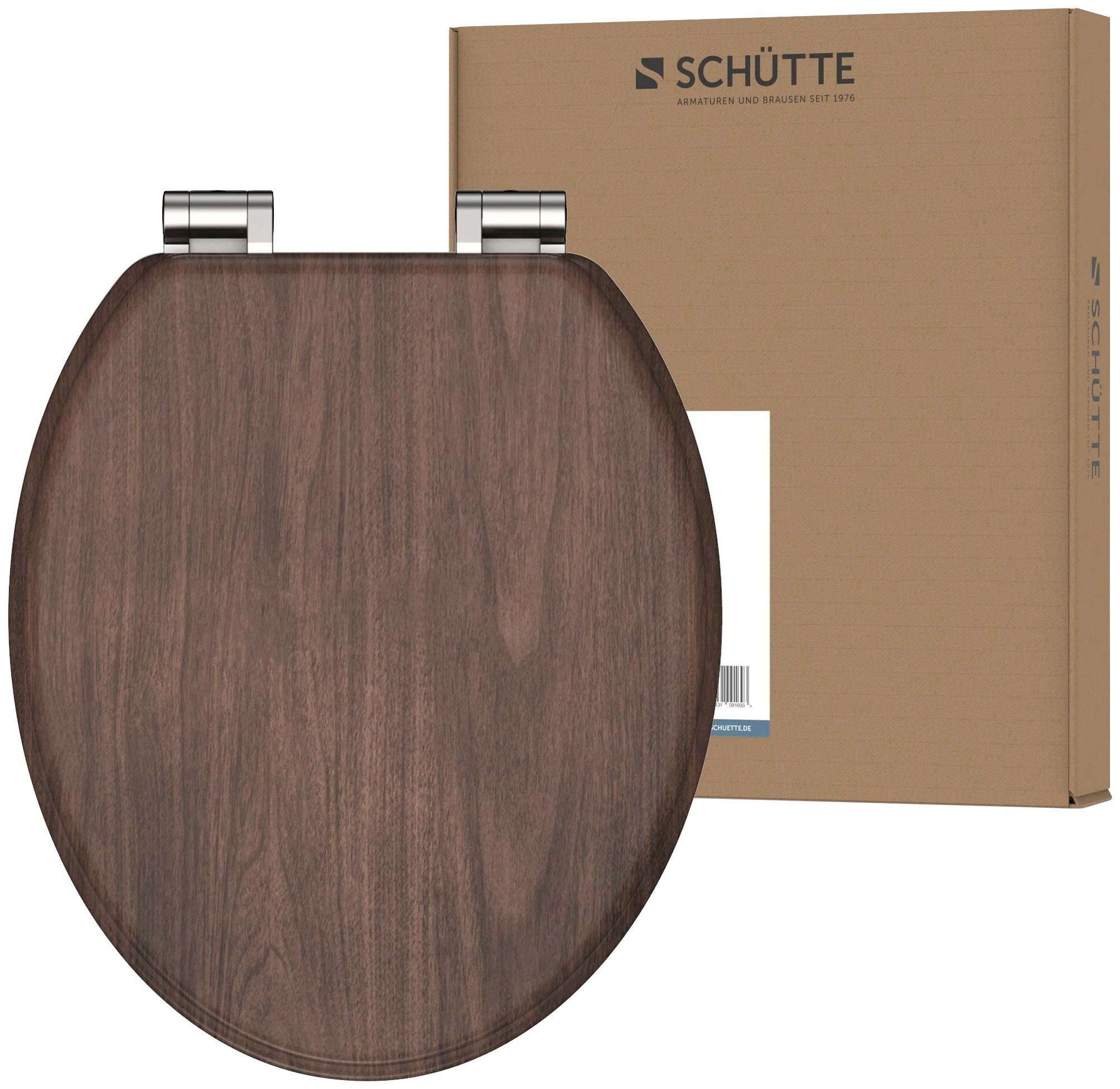 Schütte WC-Sitz DARK WOOD, mit Absenkautomatik und MDF-Holzkern