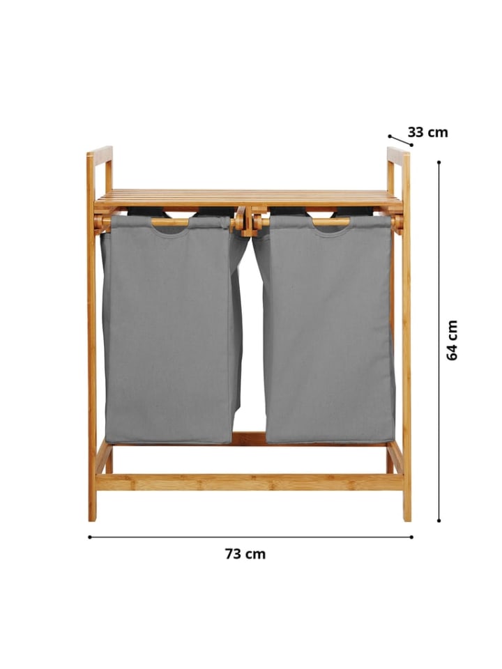 Lumaland Lumaland Wäschekorb aus Bambus mit 2 ausziehbaren Wäschesäcken Farbe Dunkelgr günstig kaufen onesize