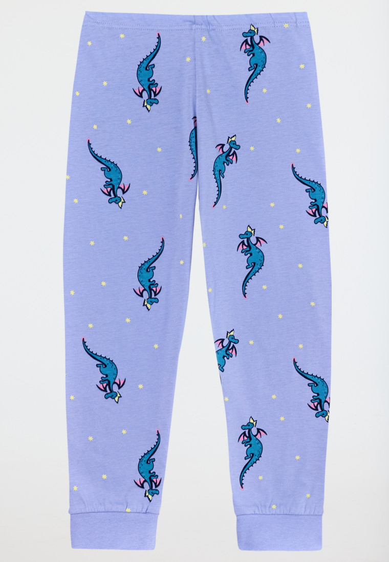 Schlafanzug lang Organic Cotton Bündchen Drache flieder - Girls World