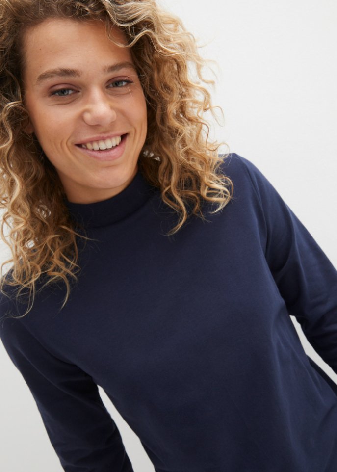 Essential Langarmshirt mit Stehkragen, seamless