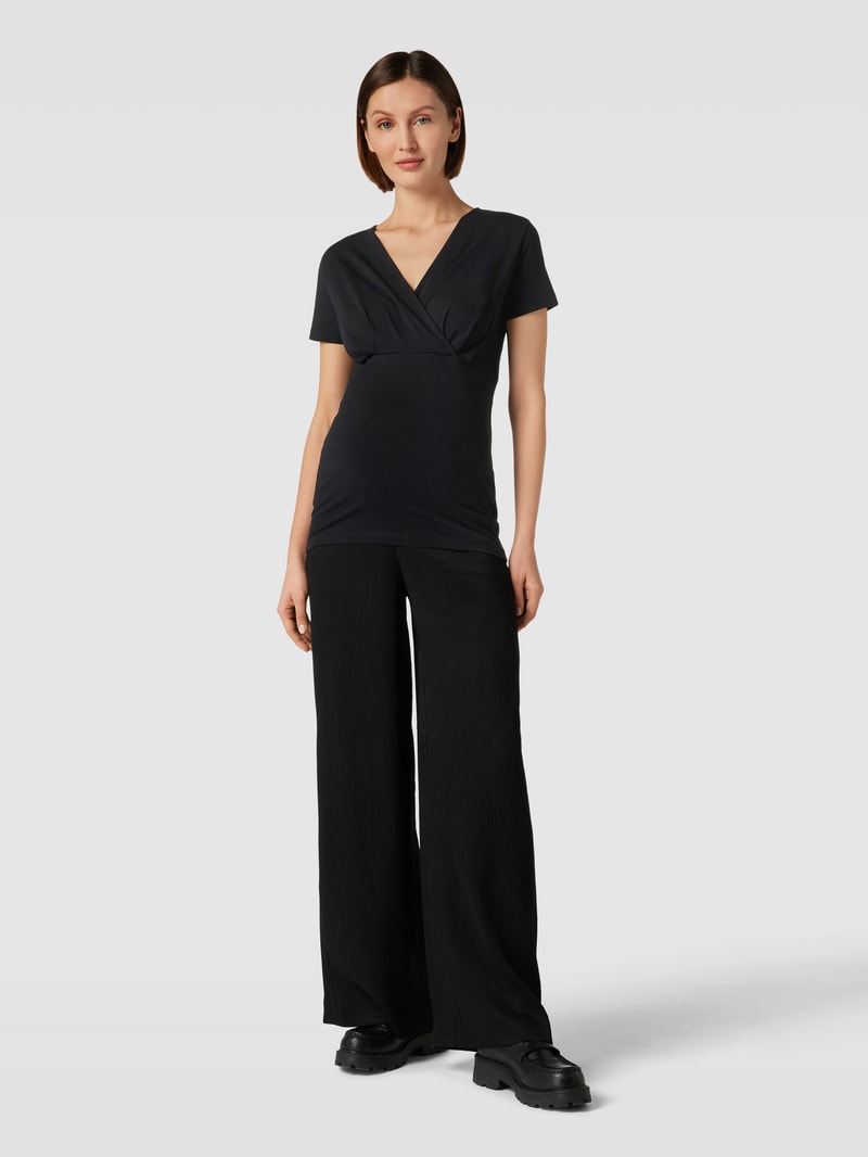Umstands-T-Shirt mit V-Ausschnitt Modell 'TESS' in schwarz