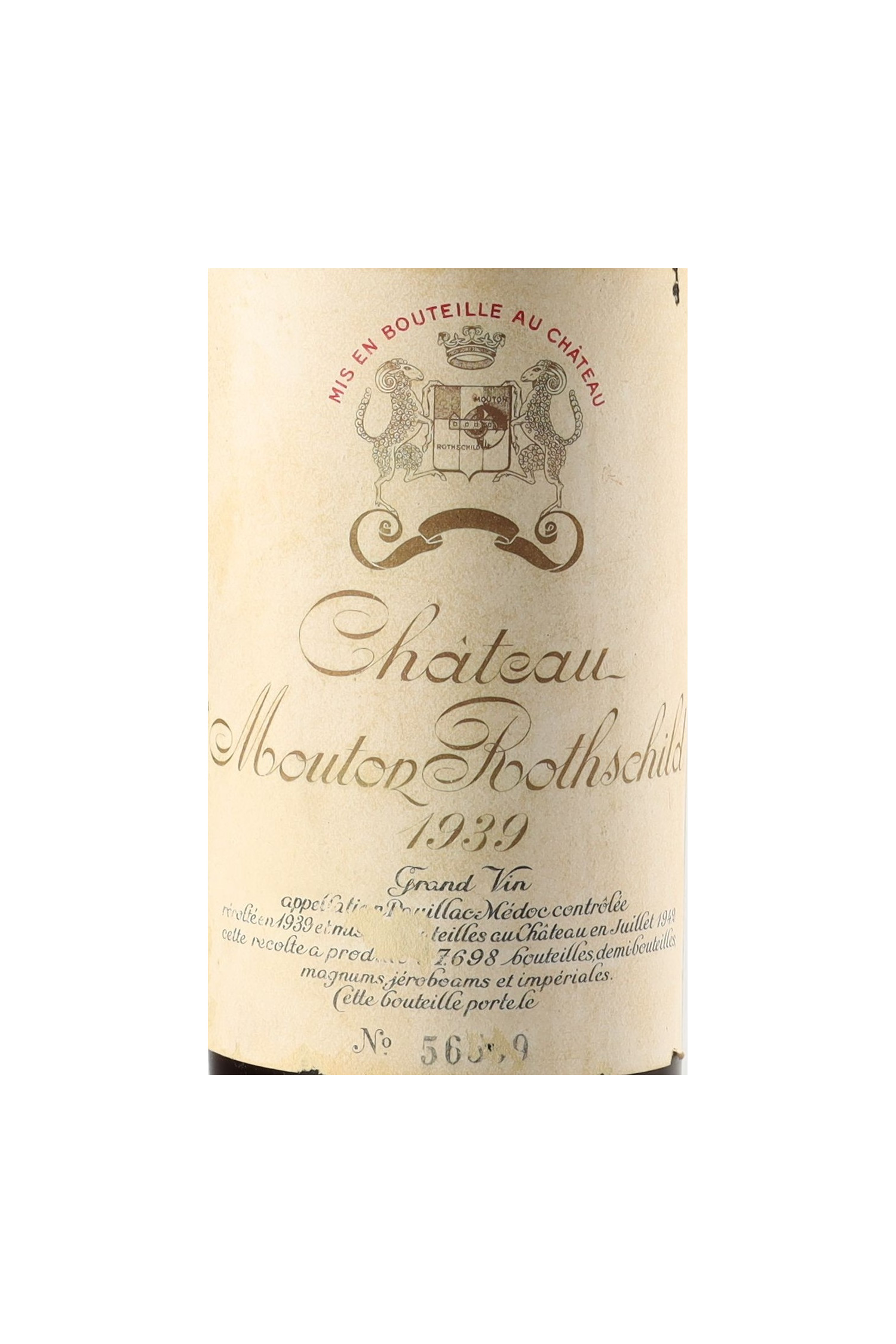Vin 1939 CHÂTEAU MOUTON ROTHSCHILD 1939, Pauillac. Vin ancien - SoDivin