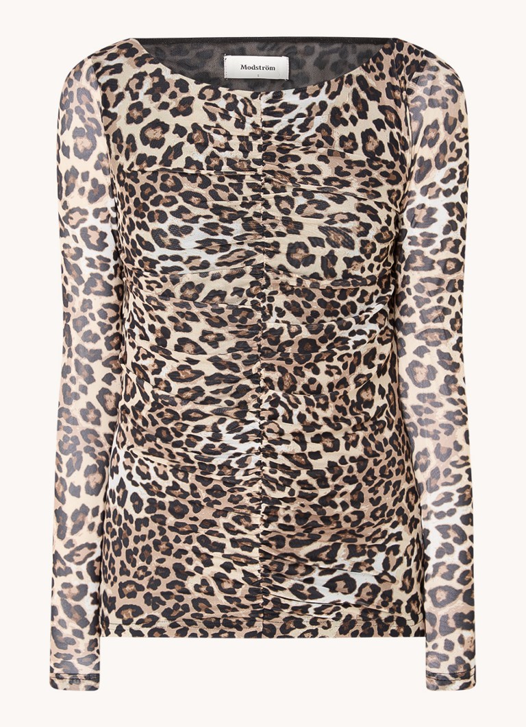 Modström Gwen semi-sheer top with panther print