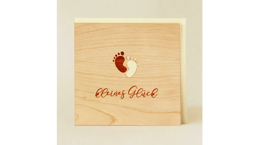 Original Holzgrußkarte - Geburt, kleines Glück