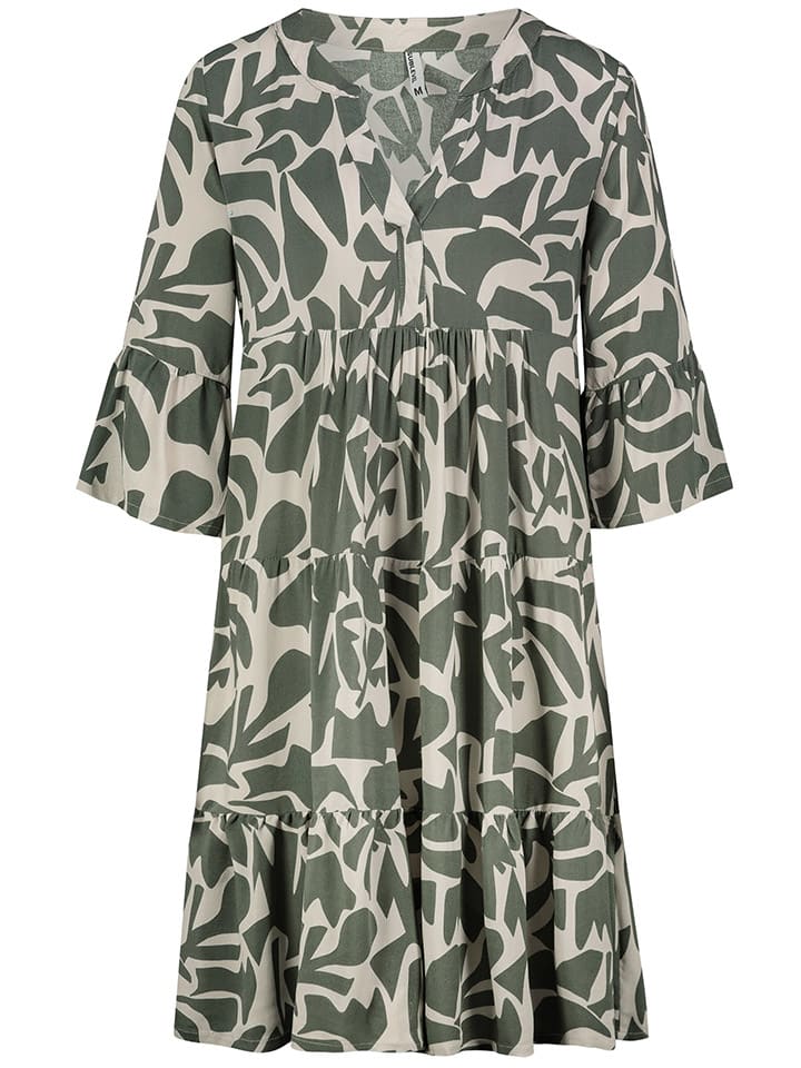 Sublevel Kleid in Dunkelgrün/ Weiß günstig kaufen