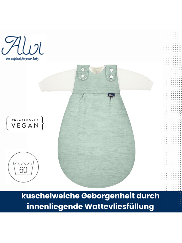 Alvi 4-Season Mull-Schlafsack Baby Mäxchen 2tlg. Exklusiv in Hellgrün günstig kaufen