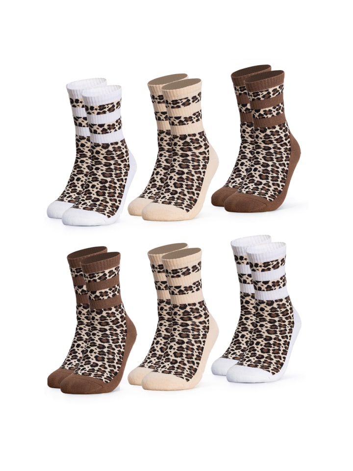 Occulto 6er Pack Leoparden Muster Tennis Socken Nala in Braun-Mix günstig kaufen