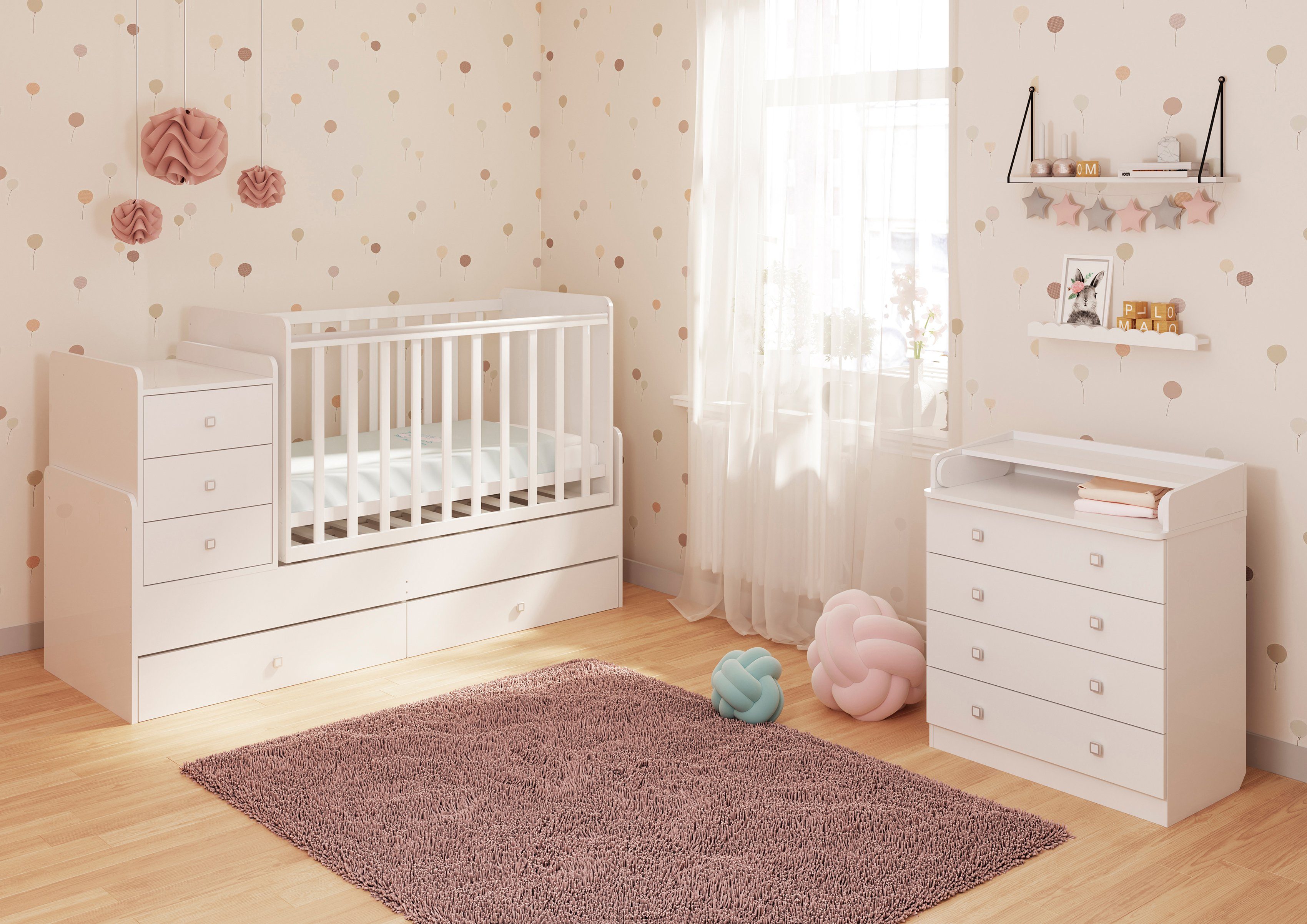 Polini kids Wickelkommode Simple 1580, weiß, mit aufklappbarem Wickelaufsatz