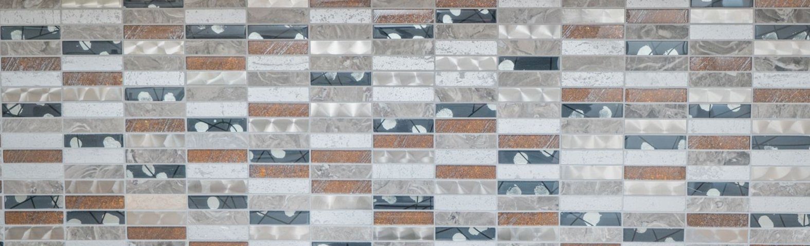 Mosani Mosaikfliesen Riemchen Rechteck Mosaikfliesen Glasmosaik Edelstahl Resin grau