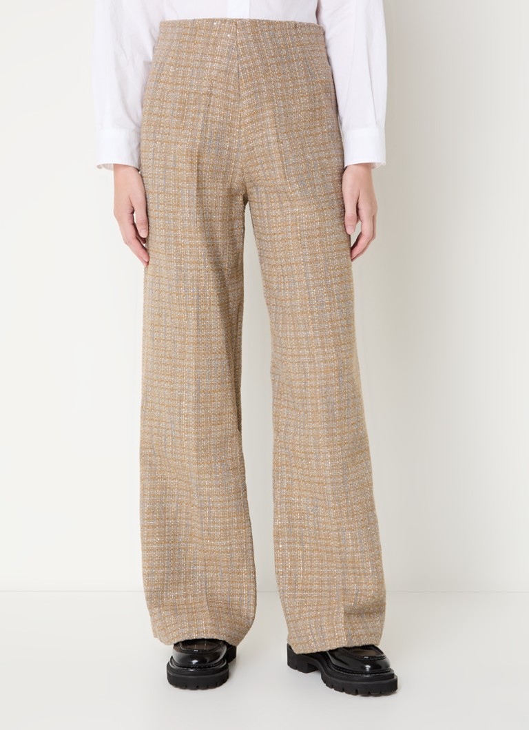Sandro High waist wide fit trousers with tweed look