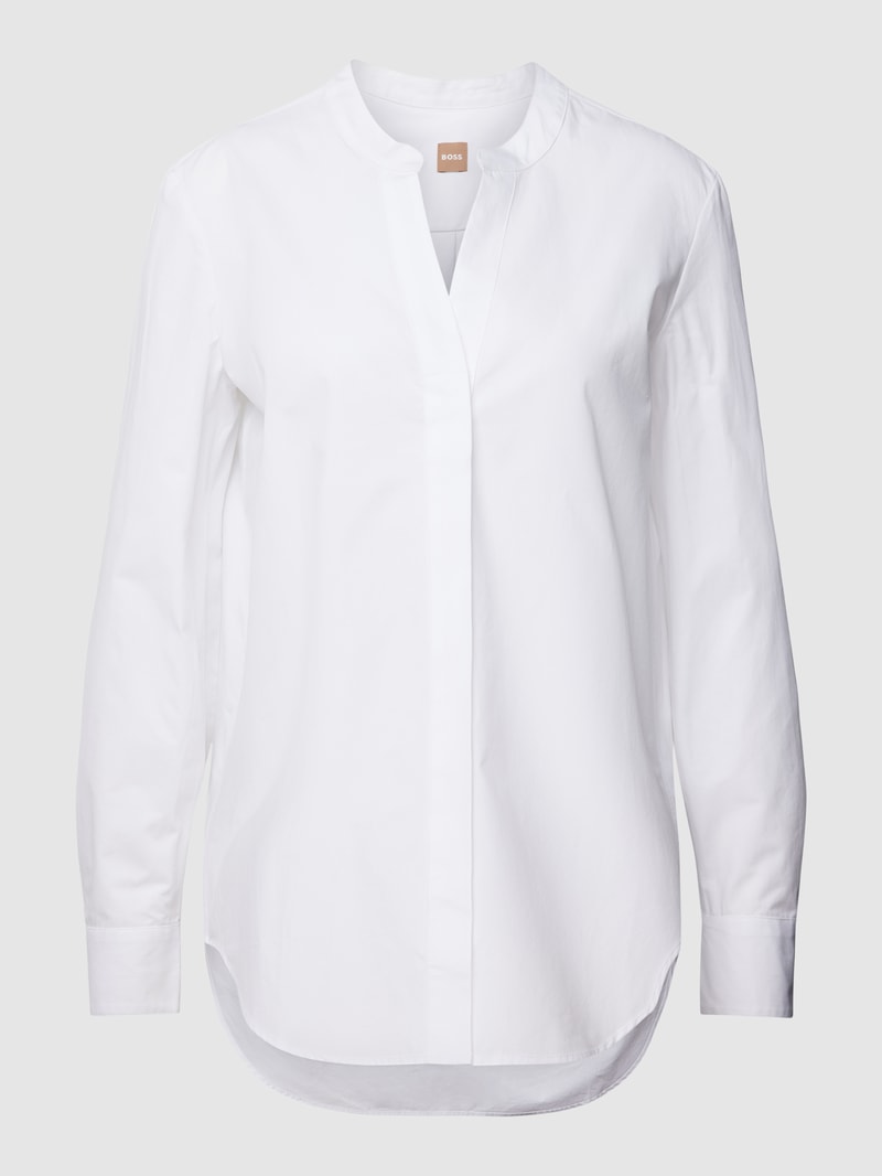 Blusenshirt aus Baumwolle mit V-Ausschnitt Modell 'Benalia' in ecru