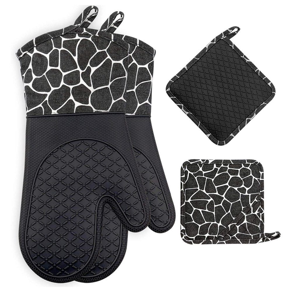 Tian Dee Topfhandschuhe Ofenhandschuh, Topfhandschuhe Hitzebeständige1 Paar und 2 Topflappen