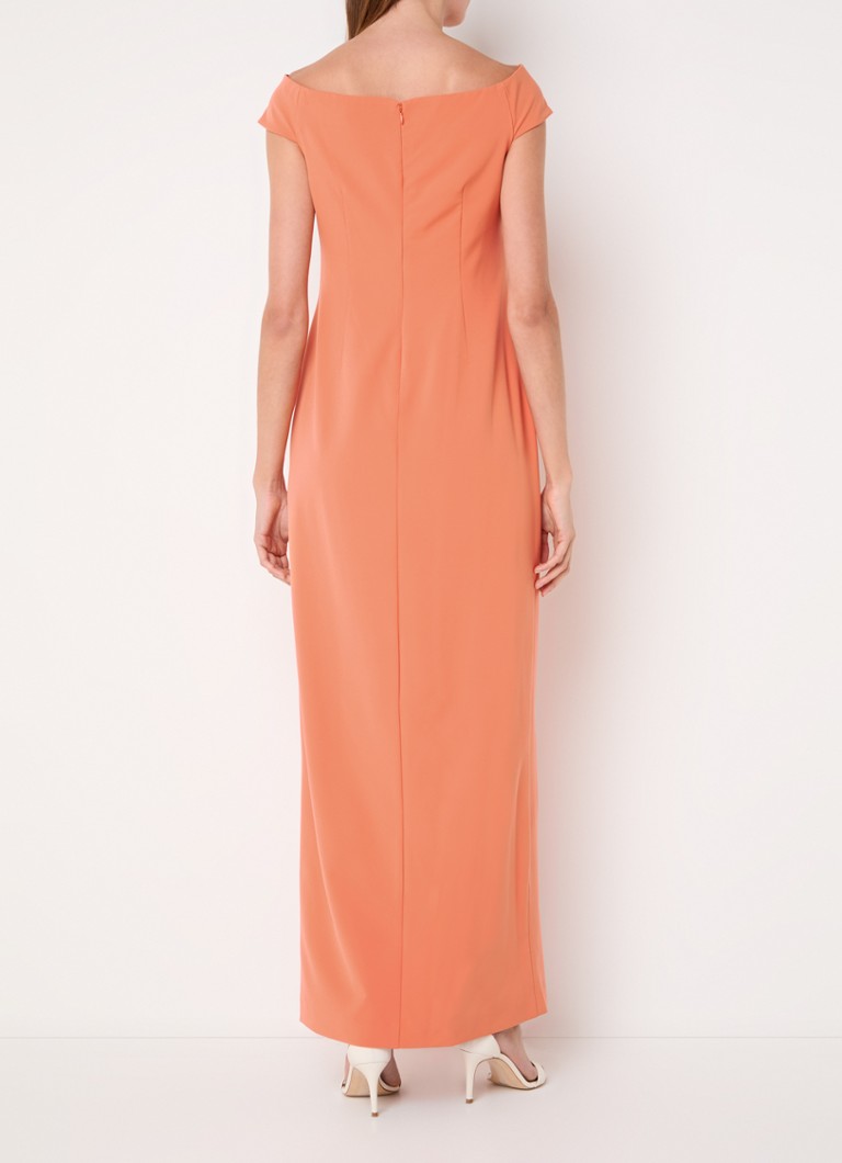Rochie maxi Ralph Lauren cu umeri goi și detalii plisate