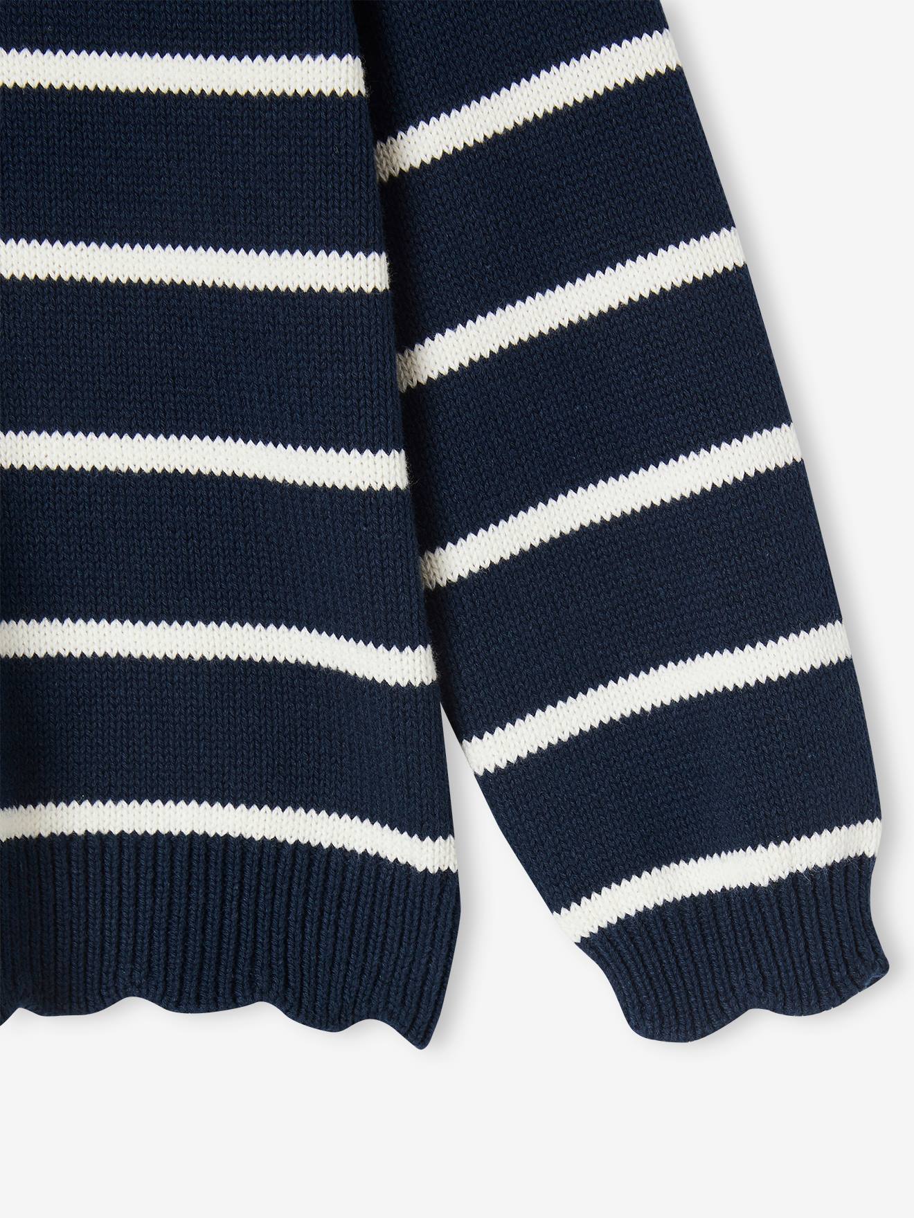 Pull marinière fantaisie fille marine
