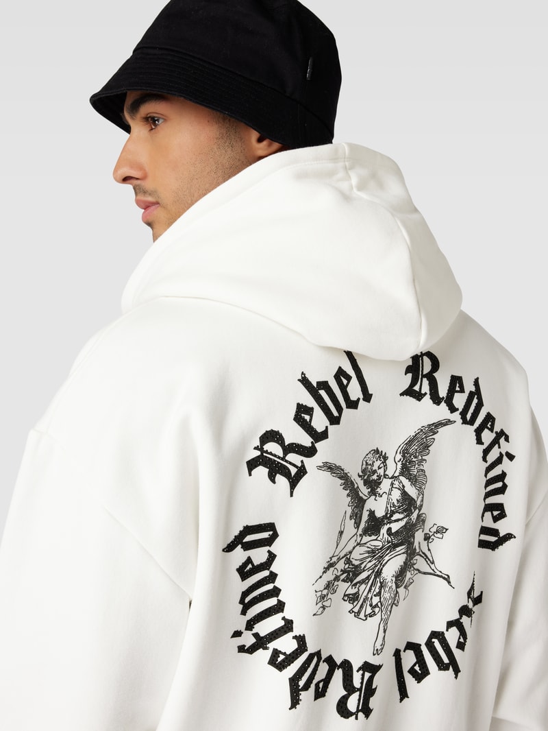 Sweatjacke mit Label-Print Modell 'Juan' in weiß