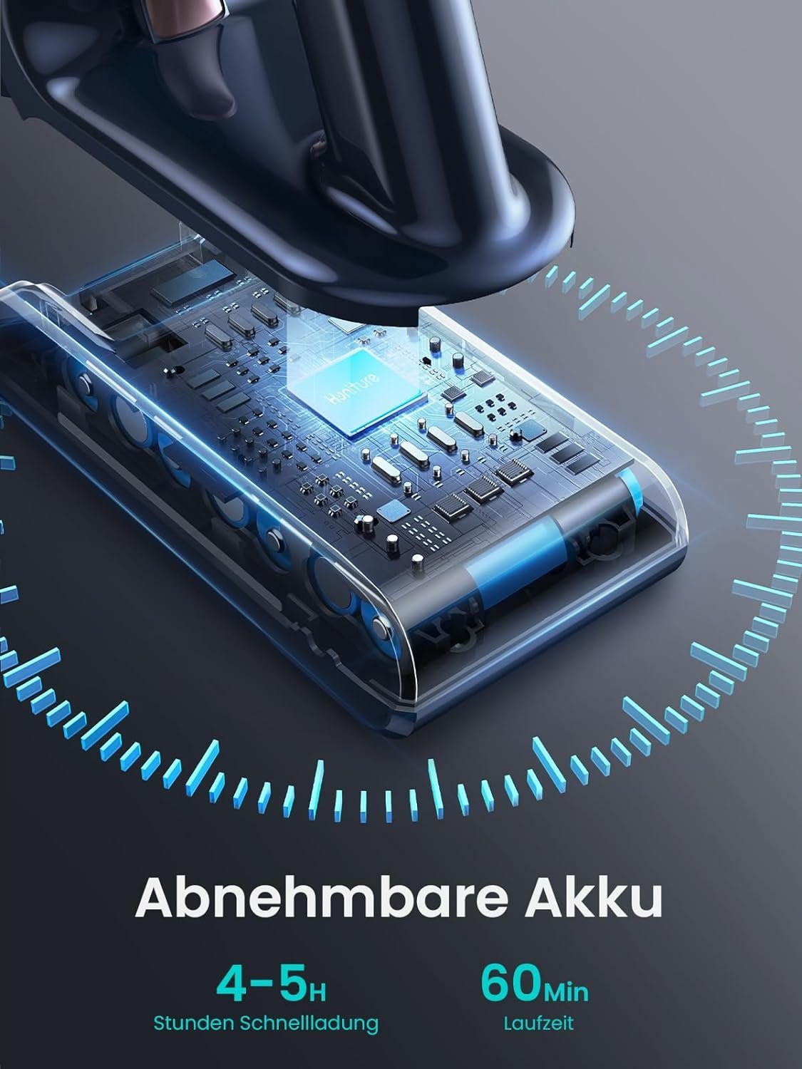 Honiture Akku-Hand-und Stielstaubsauger, Handstaubsauger, 400W/33000pa handstaubsauger mit akku, Bis zu 60 Min Laufzeit, 1.5L Staubbehälter, für Tierhaare,Teppich und Hartböden