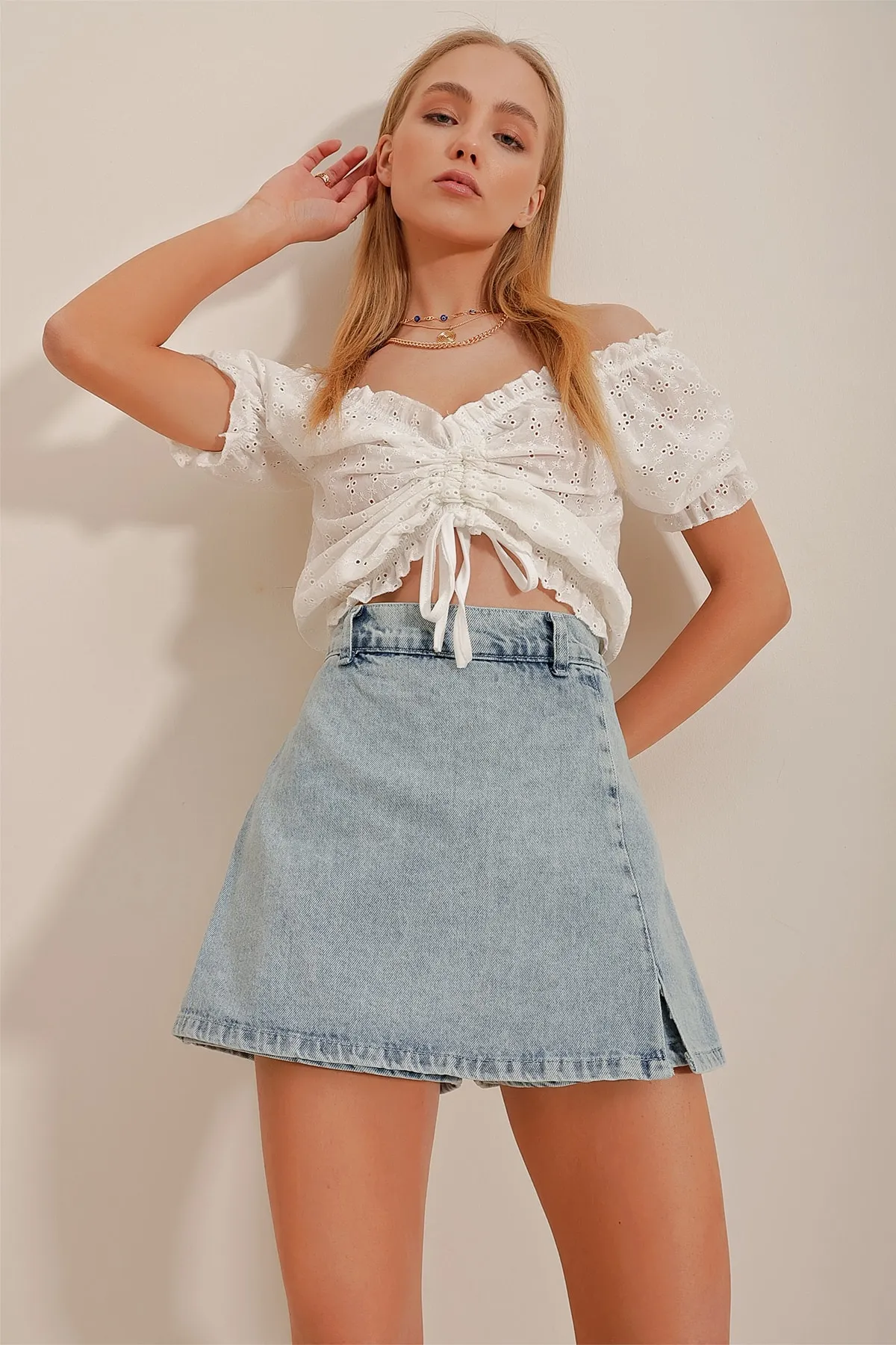 Trend Alaçatı Stili  Rock - Blau - Mini
