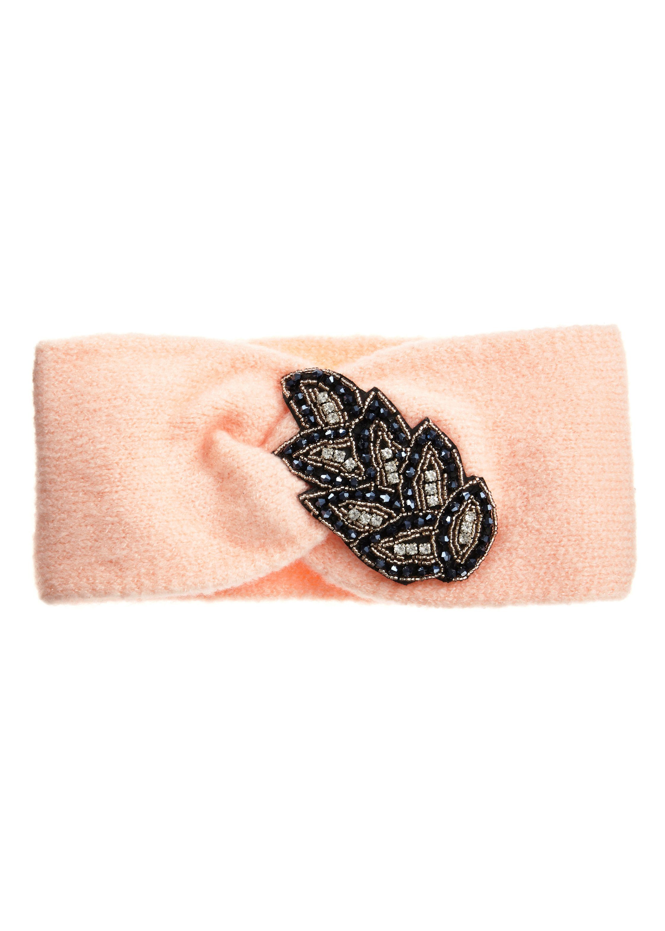 LASCANA Stirnband Strickstirnband mit Perlen Applikation und Knoten, Haarband, Kopfband