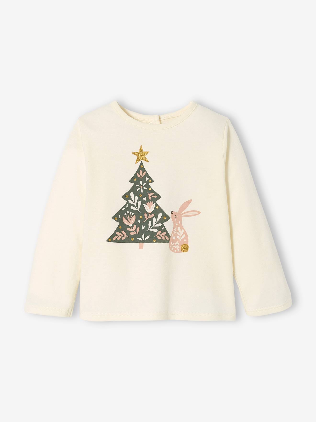 T-shirt sapin bébé manches longues écru