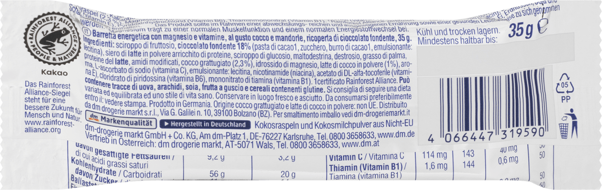 Energieriegel, Kokos Mandel Geschmack, 35 g
